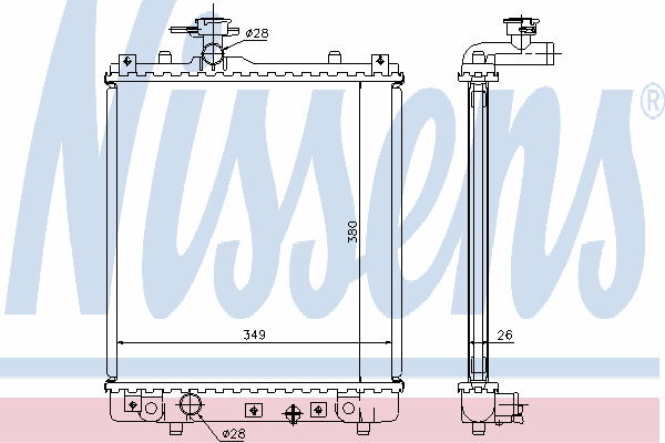 Radiador refrigeración del motor 63014 Nissens