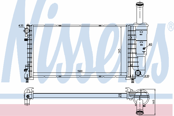 Radiador refrigeración del motor 61923 Nissens