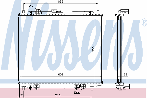 Radiador refrigeración del motor 62802 Nissens