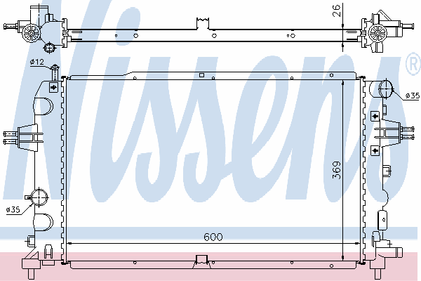 Radiador refrigeración del motor 63111A Nissens