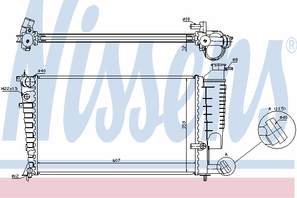Radiador refrigeración del motor 61332A Nissens