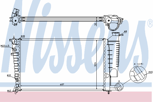 Radiador refrigeración del motor 61316A Nissens