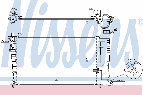 Radiador refrigeración del motor 61252A Nissens