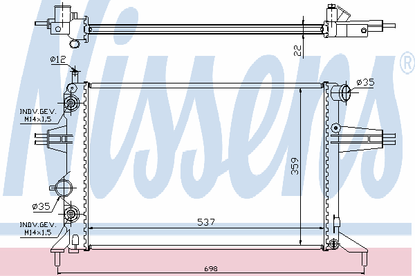 Radiador refrigeración del motor 632481 Nissens