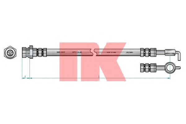 Tubo flexible de frenos trasero 0K9A443980B Hyundai/Kia