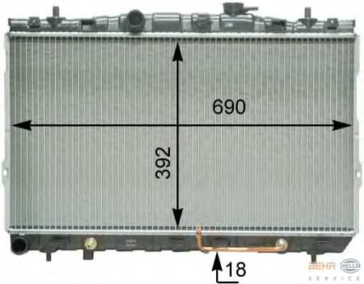 Radiador refrigeración del motor 8MK376763291 HELLA