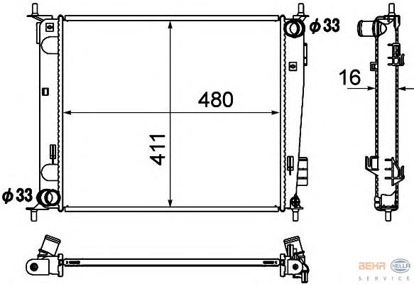 8MK376790421 HELLA radiador refrigeración del motor