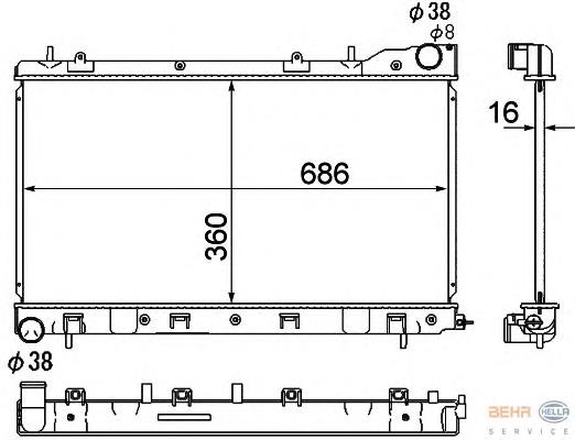 Radiador refrigeración del motor 8MK376790281 HELLA