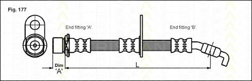 Tubo flexible de frenos delantero izquierdo 815013130 Triscan