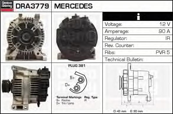 DRA3779 Delco Remy alternador