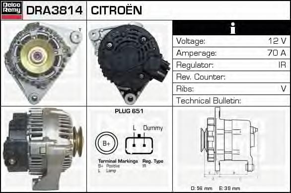 DRA3814 Delco Remy alternador