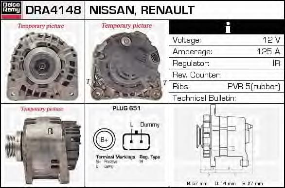 DRA4148 Delco Remy alternador