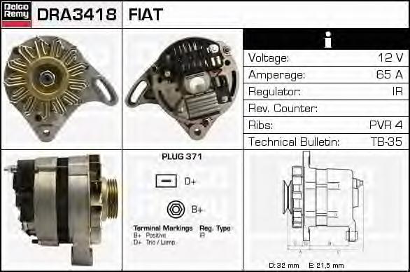 DRA3418 Delco Remy alternador