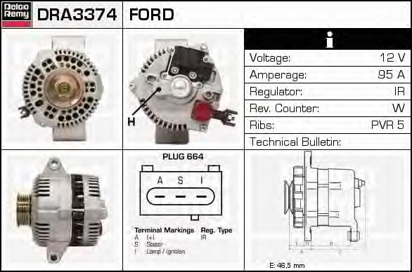 DRA3374 Delco Remy alternador