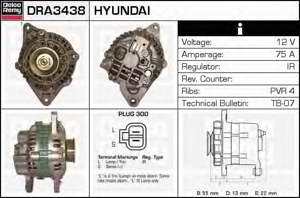 DRA3438 Delco Remy alternador