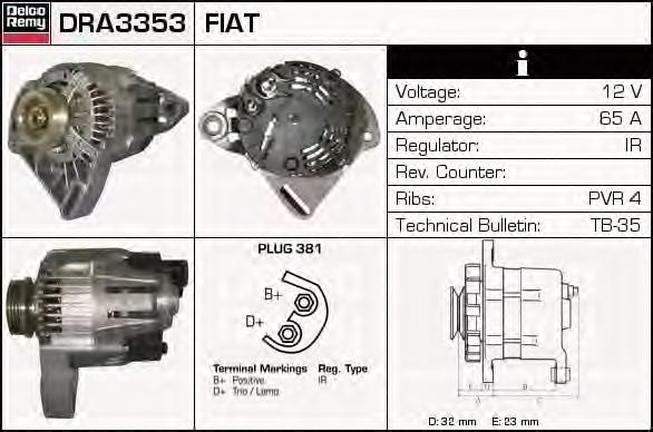 DRA3353 Delco Remy alternador