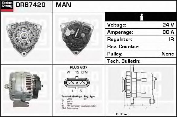 DRB7420 Delco Remy alternador