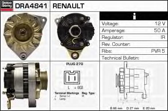 DRA4841 Delco Remy alternador