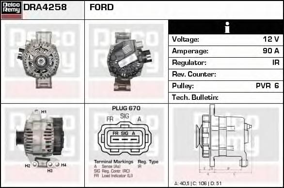 DRA4258 Delco Remy alternador