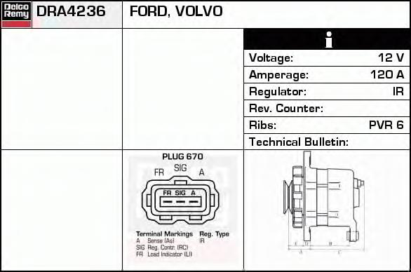 DRA4236 Delco Remy alternador