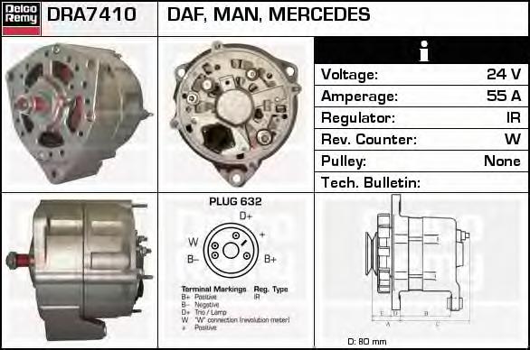 DRA7410 Delco Remy alternador