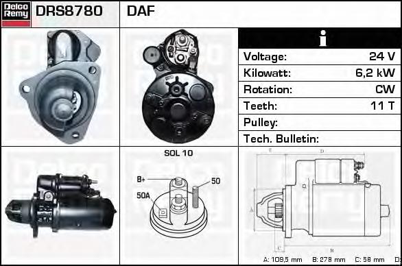 DRS8780 Delco Remy motor de arranque