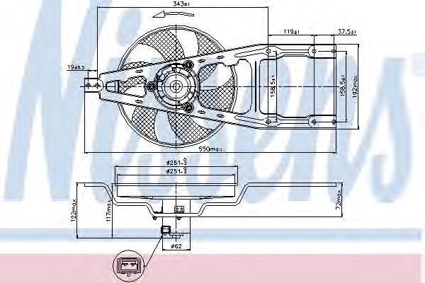 Ventilador (rodete +motor) refrigeración del motor con electromotor completo 85134 Nissens