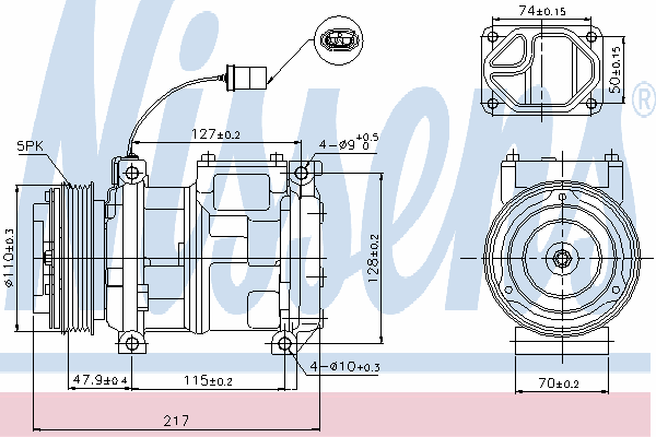 Compresor de aire acondicionado 89147 Nissens