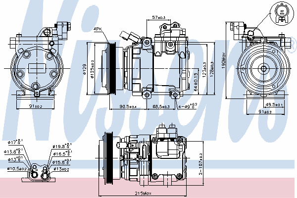 Compresor de aire acondicionado 89082 Nissens