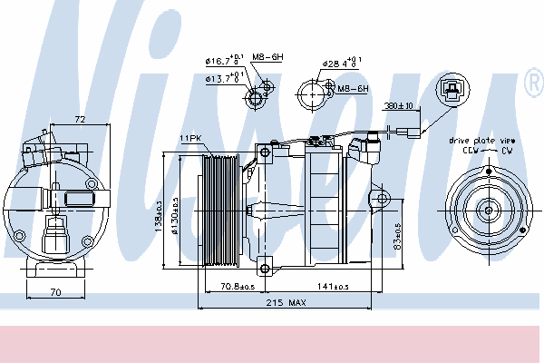 Compresor de aire acondicionado 89028 Nissens