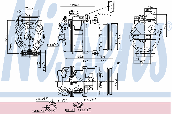 Compresor de aire acondicionado 89073 Nissens