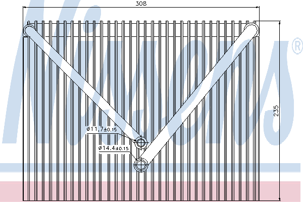 Evaporador, aire acondicionado 92257 Nissens