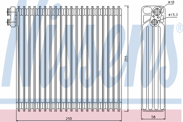 Evaporador, aire acondicionado 92213 Nissens