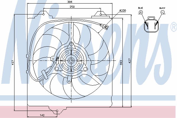 Rodete ventilador, refrigeración de motor derecho 85242 Nissens