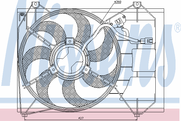 Difusor de radiador, ventilador de refrigeración, condensador del aire acondicionado, completo con motor y rodete 85346 Nissens