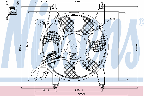 Difusor de radiador, ventilador de refrigeración, condensador del aire acondicionado, completo con motor y rodete 85344 Nissens