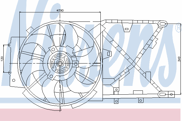 Difusor de radiador, ventilador de refrigeración, condensador del aire acondicionado, completo con motor y rodete 85210 Nissens