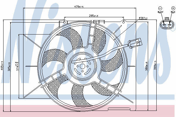 Ventilador (rodete +motor) refrigeración del motor con electromotor completo 85182 Nissens