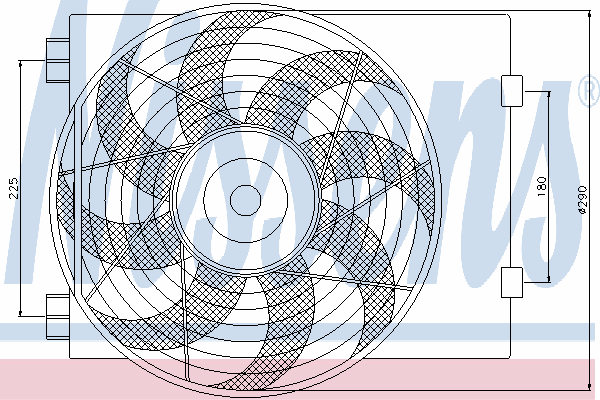 Difusor de radiador, ventilador de refrigeración, condensador del aire acondicionado, completo con motor y rodete 85197 Nissens