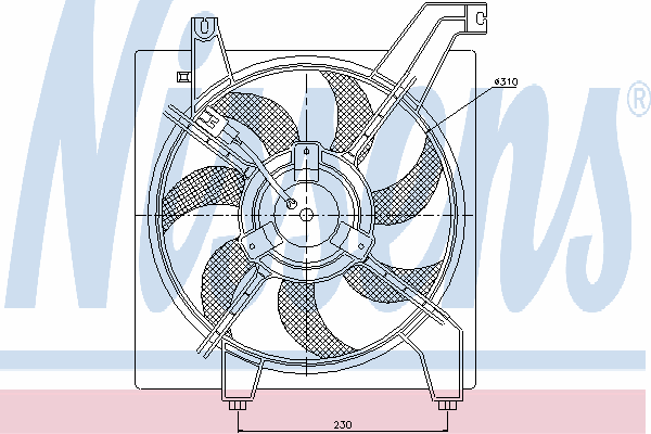 Difusor de radiador, ventilador de refrigeración, condensador del aire acondicionado, completo con motor y rodete 85368 Nissens