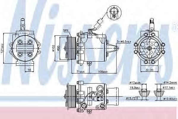 Compresor de aire acondicionado 89591 Nissens