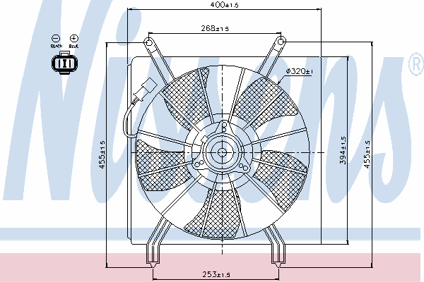 Difusor de radiador, ventilador de refrigeración, condensador del aire acondicionado, completo con motor y rodete 85048 Nissens