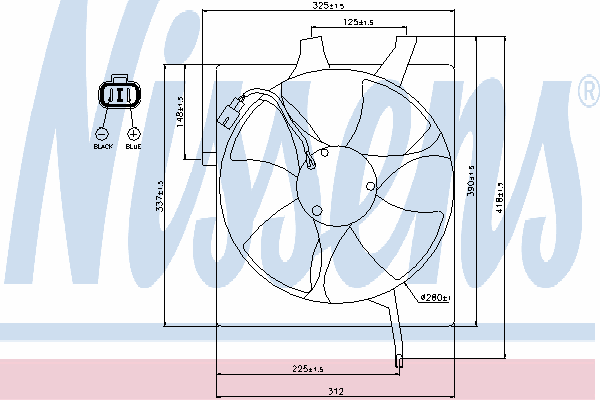 Difusor de radiador, aire acondicionado, completo con motor y rodete 5191008 Frig AIR