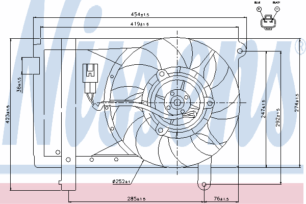 Difusor de radiador, aire acondicionado, completo con motor y rodete 85062 Nissens