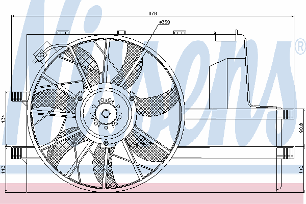 Difusor de radiador, ventilador de refrigeración, condensador del aire acondicionado, completo con motor y rodete 85078 Nissens