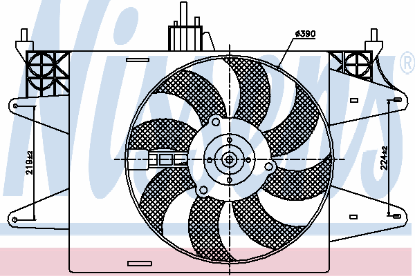 Difusor de radiador, ventilador de refrigeración, condensador del aire acondicionado, completo con motor y rodete 85572 Nissens