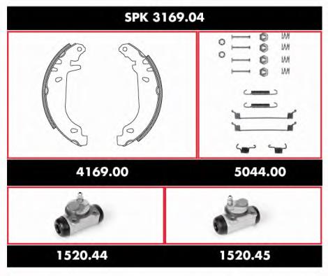 SPK316904 Remsa juego de zapatas de frenos de tambor, con cilindros, completo