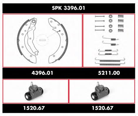 SPK 3396.01 Remsa juego de zapatas de frenos de tambor, con cilindros, completo