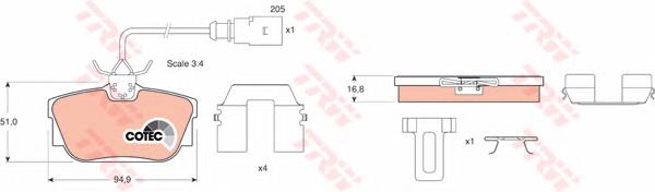 Pastillas de freno traseras GDB1369 TRW