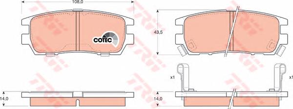 Pastillas de freno traseras GDB1127 TRW